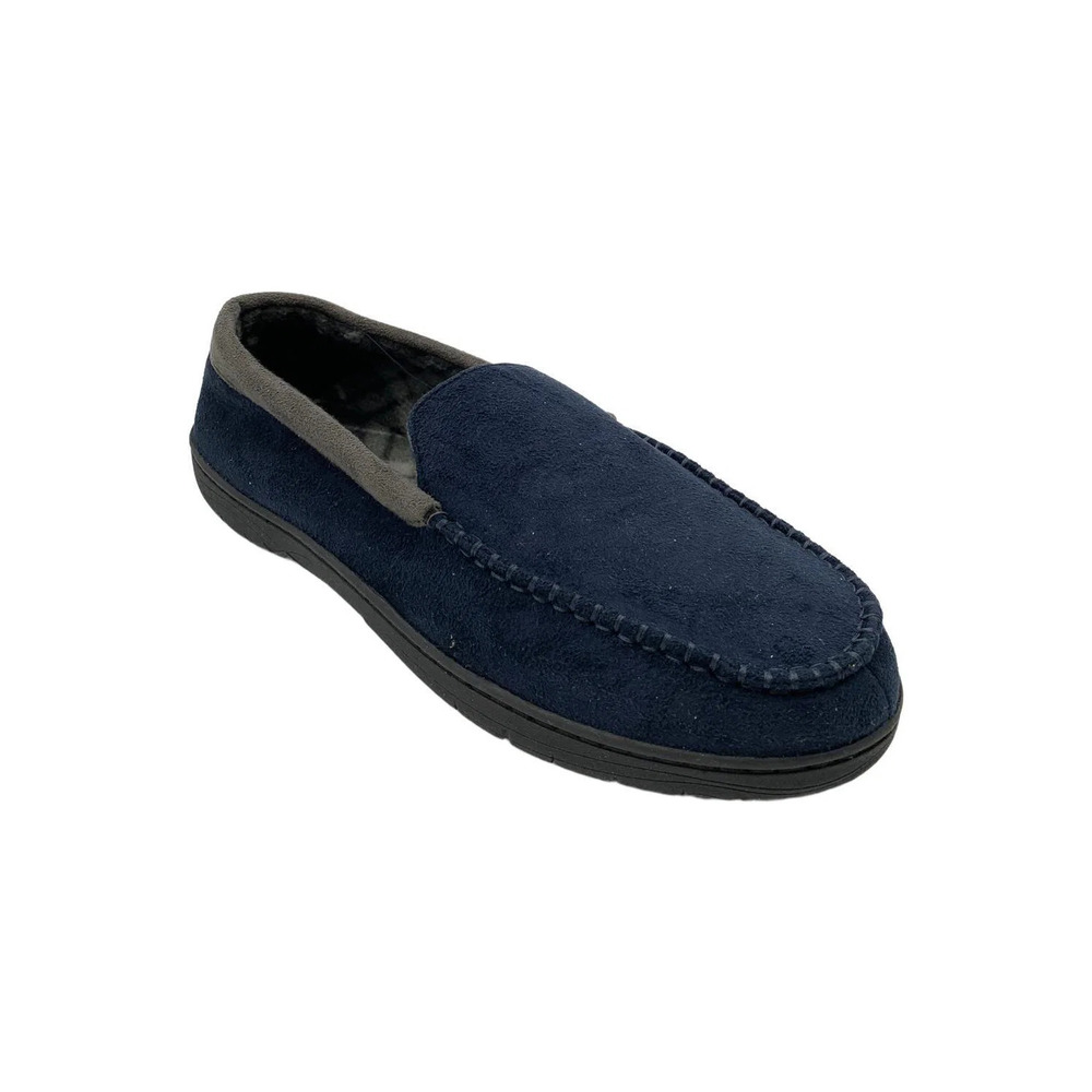 Wembley Men's Fleece Lined Moccasin Slippers Navy - Medium